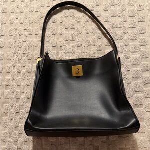 Zara Black Shoulder Bag with Gold Details